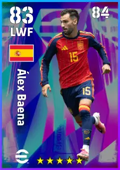 Alex Baena eFootball 2026 player card — 83 OVR LWF