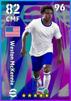 Weston McKennie eFootball 2026 player card — 82 OVR CMF