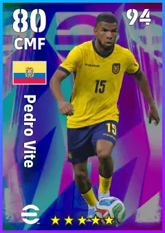 Pedro Vite eFootball 2026 player card — 80 OVR CMF