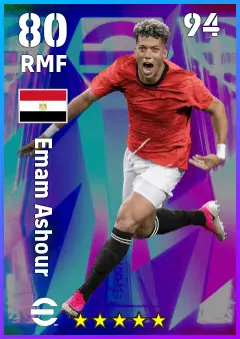 Emam Ashour eFootball 2026 player card — 80 OVR RMF