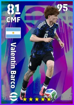 Valentin Barco eFootball 2026 player card, 81 OVR CMF