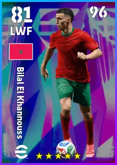 Bilal El Khannouss eFootball 2026 player card, 81 OVR LWF