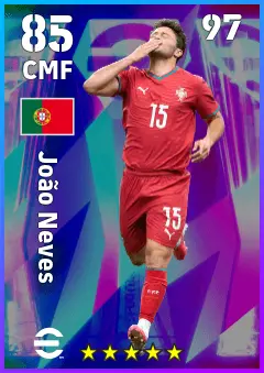 Joao Neves eFootball 2026 player card, 85 OVR CMF