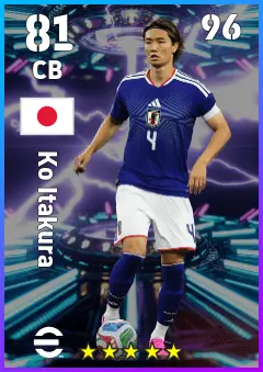 Ko Itakura eFootball 2026 player card — 81 OVR CB