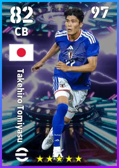 Takehiro Tomiyasu eFootball 2026 player card — 82 OVR CB