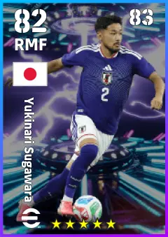 Yukinari Sugawara eFootball 2026 player card — 82 OVR RMF