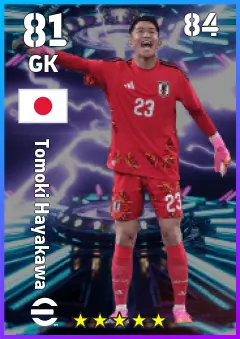 Tomoki Hayakawa eFootball 2026 player card — 81 OVR GK