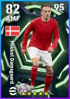 Mikkel Damsgaard eFootball 2026 player card — 82 OVR AMF