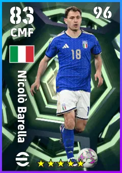 Nicolo Barella eFootball 2026 player card — 83 OVR CMF