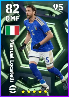 Manuel Locatelli eFootball 2026 player card — 82 OVR DMF