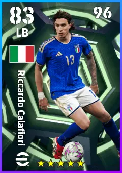 Riccardo Calafiori eFootball 2026 player card — 83 OVR LB