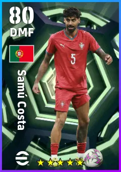 Samu Costa eFootball 2026 player card — 80 OVR DMF