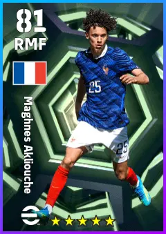 Maghnes Akliouche eFootball 2026 player card — 81 OVR RMF