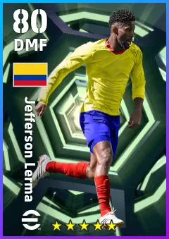 Jefferson Lerma eFootball 2026 player card — 80 OVR DMF