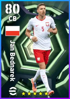 Jan Bednarek eFootball 2026 player card — 80 OVR CB