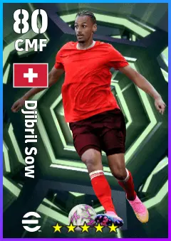 Djibril Sow eFootball 2026 player card — 80 OVR CMF