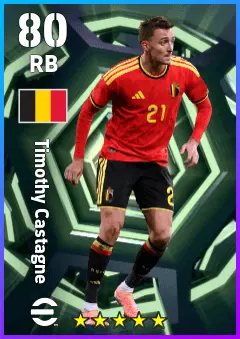 Timothy Castagne eFootball 2026 player card — 80 OVR RB
