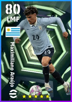Maximiliano Araujo eFootball 2026 player card — 80 OVR LMF