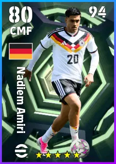 Nadiem Amiri eFootball 2026 player card — 80 OVR CMF