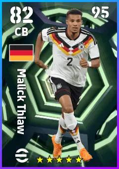 Malick Thiaw eFootball 2026 player card — 82 OVR CB