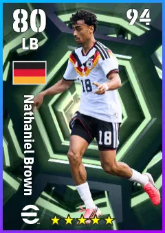 Nathaniel Brown eFootball 2026 player card — 80 OVR LB