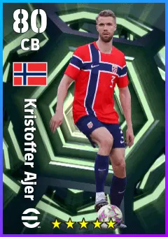 Kristoffer Ajer eFootball 2026 player card — 80 OVR CB