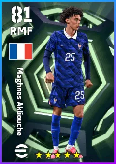 Maghnes Akliouche eFootball 2026 player card — 81 OVR RMF