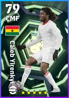Caleb Yirenkyi eFootball 2026 player card — 79 OVR CMF