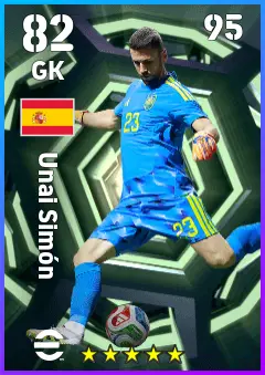Unai Simon eFootball 2026 player card — 82 OVR GK