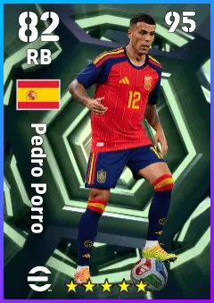 Pedro Porro eFootball 2026 player card — 82 OVR RB