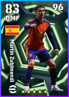 Martin Zubimendi eFootball 2026 player card — 83 OVR DMF