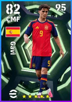 Gavi eFootball 2026 player card — 82 OVR CMF