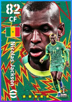 Nicolas Jackson eFootball 2026 player card — 82 OVR CF