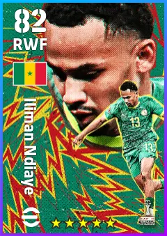 Iliman Ndiaye eFootball 2026 player card — 82 OVR RWF