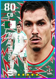 Aissa Mandi eFootball 2026 player card — 80 OVR CB