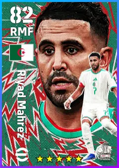 Riyad Mahrez eFootball 2026 player card — 82 OVR RMF