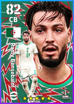 Ramy Bensebaini eFootball 2026 player card — 82 OVR CB