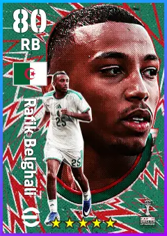 Rafik Belghali eFootball 2026 player card — 80 OVR RB
