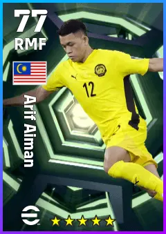 Arif Aiman eFootball 2026 player card — 77 OVR RMF