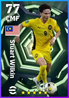 Stuart Wilkin eFootball 2026 player card — 77 OVR CMF