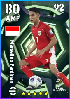 Marselino Ferdinan eFootball 2026 player card — 80 OVR AMF