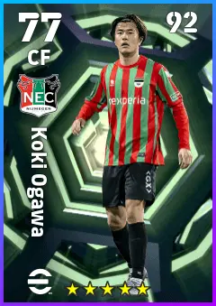Koki Ogawa eFootball 2026 player card — 77 OVR CF