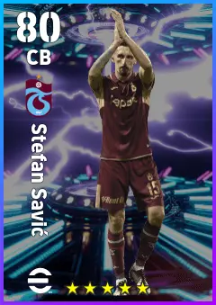 Stefan Savic eFootball 2026 player card — 80 OVR CB