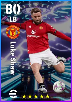 Luke Shaw eFootball 2026 player card — 80 OVR LB