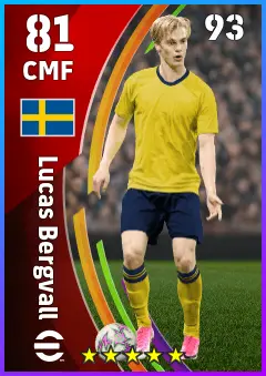 Lucas Bergvall eFootball 2026 player card — 81 OVR CMF