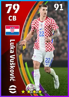 Luka Vuskovic eFootball 2026 player card — 79 OVR CB