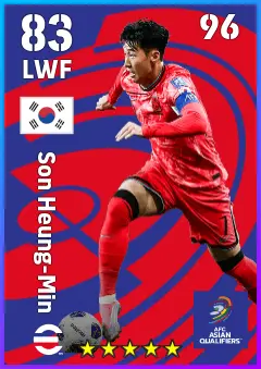 Son Heung-Min eFootball 2026 player card — 83 OVR LWF