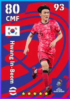 Hwang In-Beom eFootball 2026 player card — 80 OVR CMF