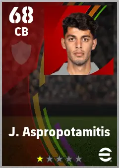 J. Aspropotamitis eFootball 2026 player card — 68 OVR CB