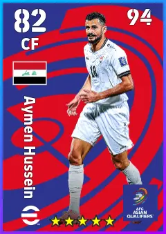 Aymen Hussein eFootball 2026 player card — 82 OVR CF